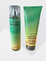Bath & Body Works Cucumber Melon Bundle Body Cream Spray Mist Full Size Set NEW