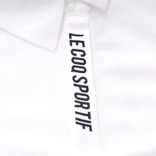 【LE COQ SPORTIF 公雞】高爾夫系列 女款白色斜釦造型百搭POLO長袖棉衫 QLS2T109