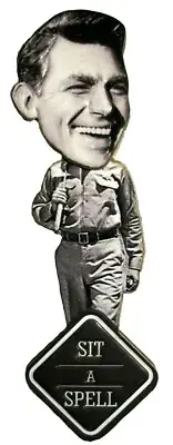Andy Griffith Sit A Spell Bobble Head Artwood Fridge Magnet