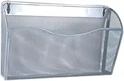 Perfeclan Wall Mounted Mesh File Holder Magazine Rack Display Shelf Folder Organizer Easy Organizing Newspaper A4 Information Rack, Silver