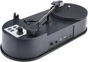 Direct-Drive Vinyl to MP3 Converter Turntable to MP3 Adapter to U Disk/Micro SD Card 3.5mm AUX Port 2 Adjustable s, Black Black One Size