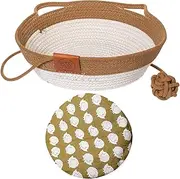 Cat Basket Bed | Wicker Kitten Basket | Round Scratch-Proof Cat Beds | Round Donut Beds for Cats, Dogs, Kittens, Puppies, Soft Cotton Inside for Cosy Sleeping, Scratch Resistant Basket for Small Pets