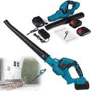 Leaf Blower, Handheld Leaf Blower, 18000r/min Battery-Powered Leaf Blower, 0-2.4 Cubic Meters/Minute Air Volume Leaf Blower Garden Vacuum Gardening Vacuum for Garden, Patio, Lawn. Two Batteries