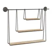 Minimalist Metal Frame Wood Hanging Wall 3 Shelf Rustic Floating Industrial Rack