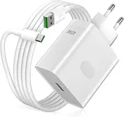 45W SUPERVOOC Fast Charger with 1 Metre USB-C Cable 6A for Oppo A18, A38, A80, A40, Reno12FS, Find N3 Flip, X5, USB-C Cable for OnePlus, Narzo 50, Realme 9, 8, N10, Nord CE 2 Lite