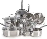 T-fal Stainless Steel Cookware Set 11 Piece Induction, Pots and Pans, Dishwasher Safe