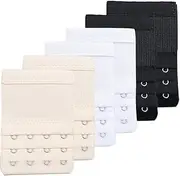 [YSHIGUING] Women's Bra Extenders Bra Strap Extender Bra Extender Elastic Extensions Bra Strap Extender Set Bra Extenders 4 Hooks 3 Rows 6 Piece (White Black Skin Colour)