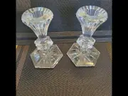 Waterford Crystal Chatham Pair of 5" Candlesticks Candle Holders Hexagon Base