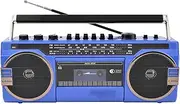 Classic 80s Style Retro CD Player Boombox, Portable Cassette Player Radio, AM/FM Radio, Bluetooth Cassette Recorder with Volume Adjustment Knobs, for Family Gathering Travel B