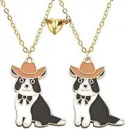 [Hewill] Best Friend Friendship Necklace for Women Men Cute Black White Dog Cat Necklace Girls BFF Necklace for 2 Jewelry