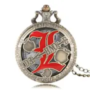 Steampunk Skull Quartz Pocket Watch with Neck Chain Arabic Number White Dial