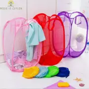 Nylon Mesh Laundry Bag Dirty Clothing Bin Toys Storage Foldable Washing Basket