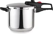 Magefesa® Practika Plus Super Fast Pressure Cooker, 6.3 Quart, 18/10 Stainless Steel, Suitable Induction, Excellent Heat Distribution, 5-Layer encapsulated Heat Diffuser Bottom, 5 Safety Systems