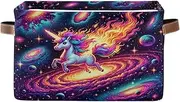 Space Galaxy Unicorn Shelf Storage Basket, Collapsible Rectangle Soft Box Storage
