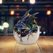 Dragon Baby in Egg Statue 4"H Purple Fantasy Collectible Figurine Room Decor
