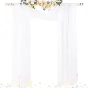 Socomi Wedding Arch Draping Fabric 29" x 20Ft 2 Panels White Sheer Outdoor Curtain Drapes Extra Long for Wedding Ceremony Birthday Party Decoration
