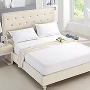 Polyester Solid Fitted Sheet Mattress Cover with Elastic Band Bed Sheet,White,80x200cm