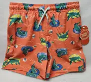 Wonder Nation Boys "Gators" Print Quick Dry Swim Trunks, Size S (6-7)/New