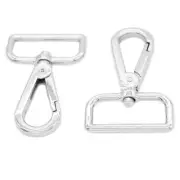 2x Silver Swivel Lobster Clasp 1.25" Webbing Snap Hook-Purse Bag Leather Craft