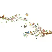 Whimsical Bird Tree Branch Wall Decal for Nursery Decor Easy to Remove