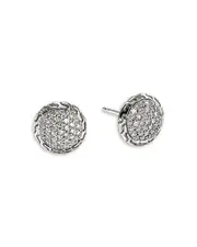 John Hardy Sterling Silver Jh Essentials Diamond Pave Stud Earrings, 0.55 ct. t. w.