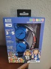 Altec Wired Kid Safe Headphones Built-In Volume Limiter Blue Headset Ages 3-5