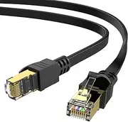 OFNPFTTH Cat 8 Ethernet Cable 75 Ft High Speed Flat Internet Cord Outdoor &Indoor Shielded Long LAN Network Patch Wire with Rj45 Connectors for Modem Gaming Laptop Computer PC 75Foot Black