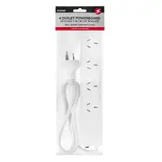 Power 4 Outlet Powerboard 1m Lead Extension Power Board Strip Cord/Socket White