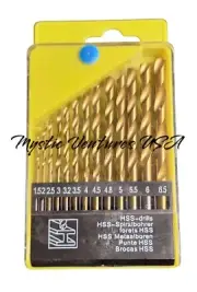 13Pcs HSS Titanium Coated Twist Drill Bit Set 1.5-6.5mm Hex Shank For wood Metal