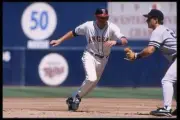 Shortstop Gary DiSarcina California Angels runs the New York Yanke- Old Photo