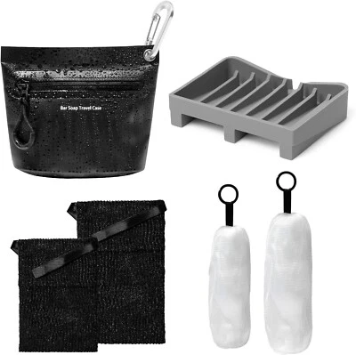 6-Piece Bar Soap Accessories One Travel Container Portable Holder Case a Self