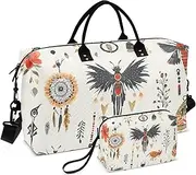 [YXYZRMY] Travel Duffel Bag Exotic Floral Symbols Gym Bag Sports Tote Bag with Multiple Interior Pockets Shoulder Weekender Bag for Women Men with Toiletry Bag 20.5”x 7.9”x 13.8, Multi-Colored, one size