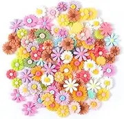 KINBOM 100pcs Flower Resin Charms, Flatback Resin Charmsresin Flatback Beads Daisy Beads for DIY Scrapbooking Jewelry Making Craft Decorations (Mixed Colors), Resin, resin