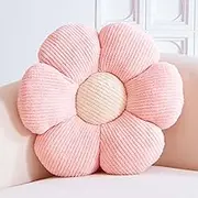 Pink Flower Decorative Throw Pillows, Cute Daisy Shaped Plush Aesthetic Pillow, Soft 19.6" Floor Seat Cushion
