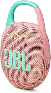 JBL Clip 5, Ultra-Portable JBL Pro Sound, Redesigned Carabiner, Up to 12 Hours of Playtime Plus 3 Hours with Playtime Boost, Waterproof and dustproof, Multi-Speaker Connection by Auracast, Pink