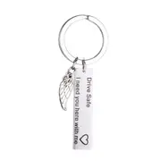 3PC Chic Stylish DIY Car Keychain DRIVE SAFE I NEED YOU HERE WITH ME Angel Wing Key Fob Chain