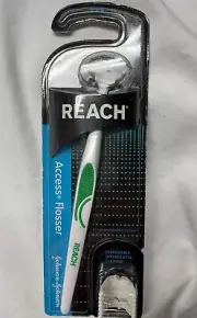 NEW REACH Access Flosser Green White with 8 Replacement Heads