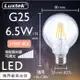 【LUXTEK】LED燈絲燈泡 大圓球型 6.5W E27 黃光 可調光 5入（G25）