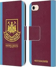 Head Case Designs Officially Licensed West Ham United FC 2015/16 Final Home Retro Crest Leather Book Wallet Case Cover Compatible with Apple iPhone 7/8 / SE 2020 & 2022
