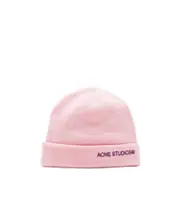 Logo knitted wool hat One size light pink