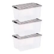 72 Qt. Plastic Storage Bins with Lids, Clear, Latching, Stackable, Totes 3Pk