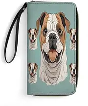 [BFGWK] Large Wallet Novelty Funny English Bulldog Printing Long Wallet With Zipper Leather Wallet Suitable For Both Men And Women, style, 19.7x10.5cm, Style, 19.7x10.5cm, 现代