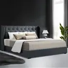 King Size Bed Frame Base Gas Lift Storage Platform Scandinavian Tufted Headboard