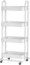 Artiss Storage Trolley Kitchen Cart 4 Tiers Rack Shelf Frame Organiser White