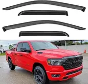 Window Visors Rain Guards for 2019-2024 Dodge Ram 1500 Quad Cab (New Body Style), Window Vent Wind Deflectors Visors Shades for 19-24 Ram 1500 (2 Full-Size Doors, 2 Half-Size Doors)