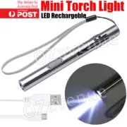 TACTICAL FLASHLIGHT SMALL LED Torch Light Mini Pen MICRO USB Rechargeable TINY