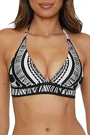 [Trina Turk] Women's Hula Reversible Bikini Top, Abstract Print, Adjustable, Tie Back, Swimwear Separates