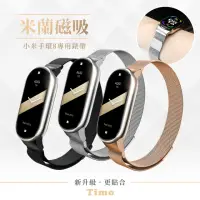 在飛比找momo購物網優惠-【Timo】小米手環8 米蘭尼斯磁吸式不鏽鋼錶帶(送保貼)