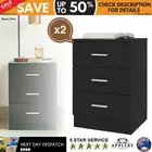 Bedside Cabinet With 3 Drawers Nightstand Organiser Bedroom Couch Table Black 2X