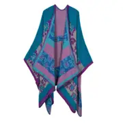 Nevenka Womens Winter Reversible Oversized Blanket Cape Shawl-Flower HaQing